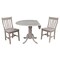 International Concepts Round 42 in Dual Drop Leaf Table with 2 Schoolhouse Chairs, Washed Gray Taupe, 42 in W, 42 in L K09-42DP-C61P - alternate 3